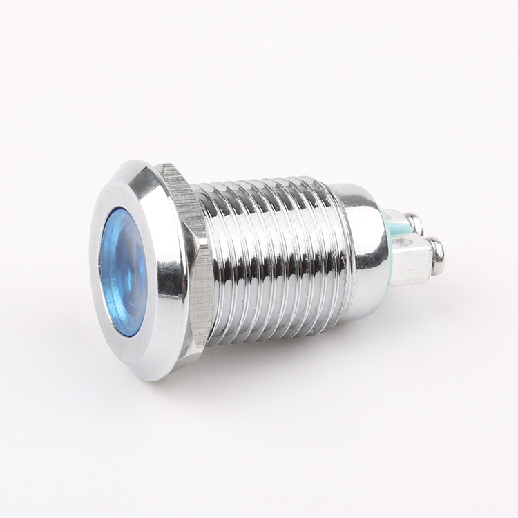 12mm LED Multi-color Signal Lamp IP65 IK08 Brass Nickelage 12V/24V/36V/110V/220V Explosion-proof Indicator Light Industrial Flat