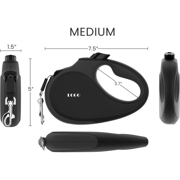 Convenient Walking Solution Reflective Retractable Dog Leash for Dogs Solid Pattern