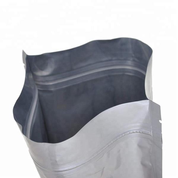 Food grade resealable retail stand up barrier pouch silver poly aluminum foil zipper bag for packaging snack/candy/tea