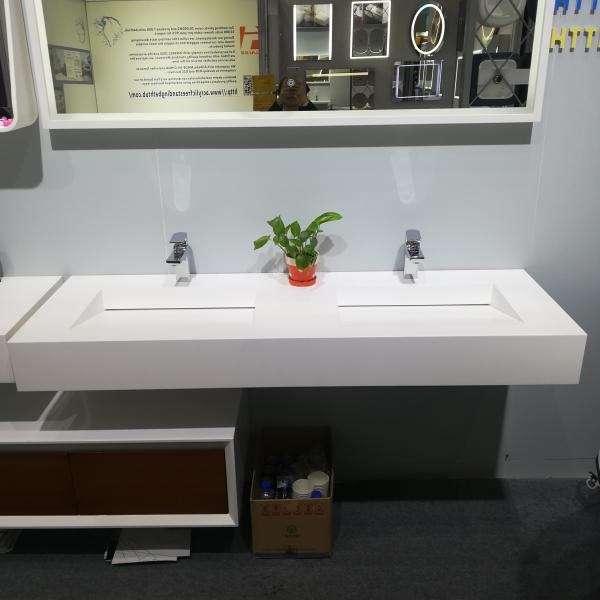 Double bowl Wall Hung Basin Bathroom Vanity Sink 1400*480*150mm