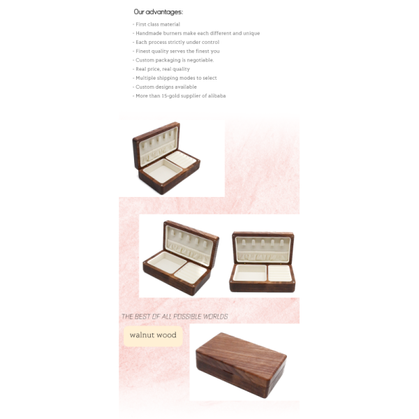 Wholesale Custom Logo Handmade Wooden Package Box with Wedding Ring&necklace for Valentine's Day Gift