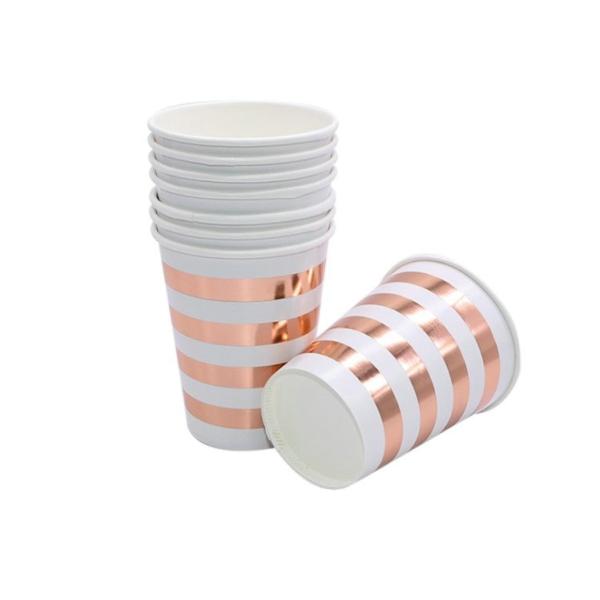 Pink Disposable Party Supplies Striped Assorted Designs Home Decoration Tableware