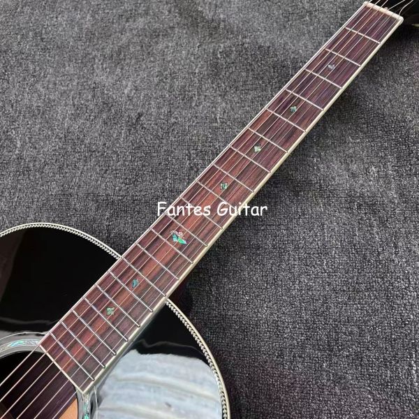Custom J45s Full Solid Wood Acoustic Guitar 41 Inch Guitar with Ebony Fingerboard Herringbone Abalone