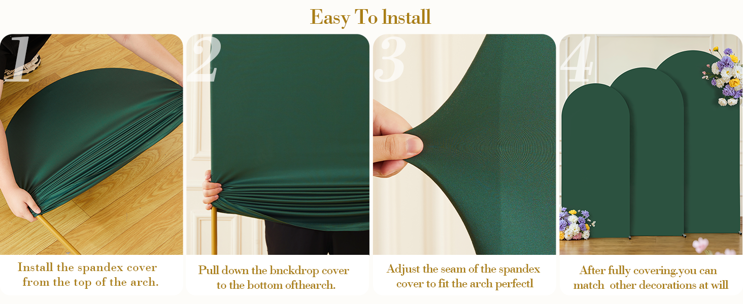 3 Piece Hunter Green Arch Covers ,Spandex Arch Backdrop Cover for Wedding、 Baby Shower 、Birthday Party 