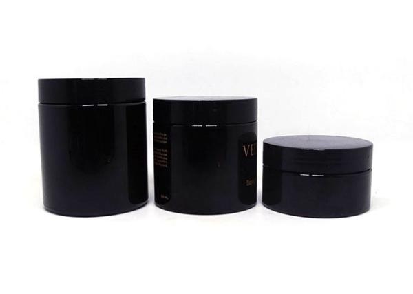 Empty 250 Ml Jar Plastic Container Hair Mask Packaging 8 Oz Black Pet With Black Lids