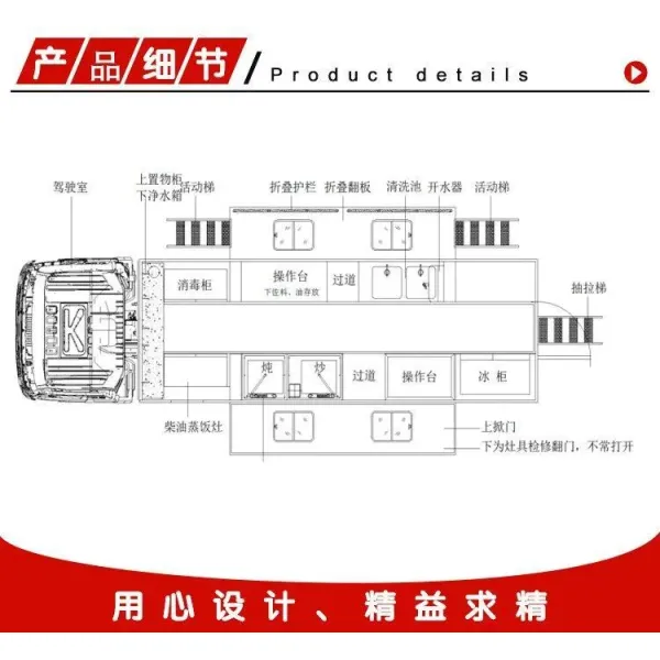 Excellent DFAC 4X2 Mobile Kitchen Food Truck with Stainless Steel Kitchenware for Serving 200 Person′ S Food Supply