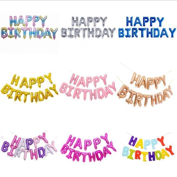Happy Birthday Banner Party Decoration Items 16 Inch Foil Letter Balloons
