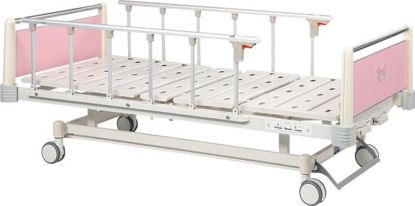 Two Function Pediatric Hospital Bed , Pink Movable Hospital Bed With Wheels