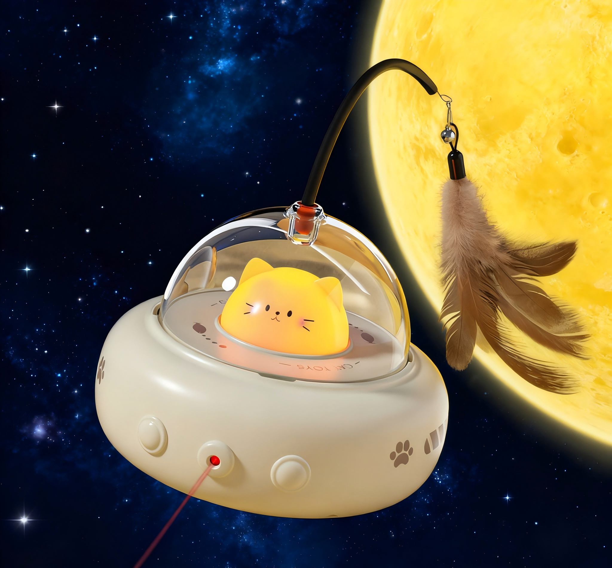 Automatic Chicken Toy Lifelike Ball Laser Feather Bell Interactive Electric USB Rechargeable