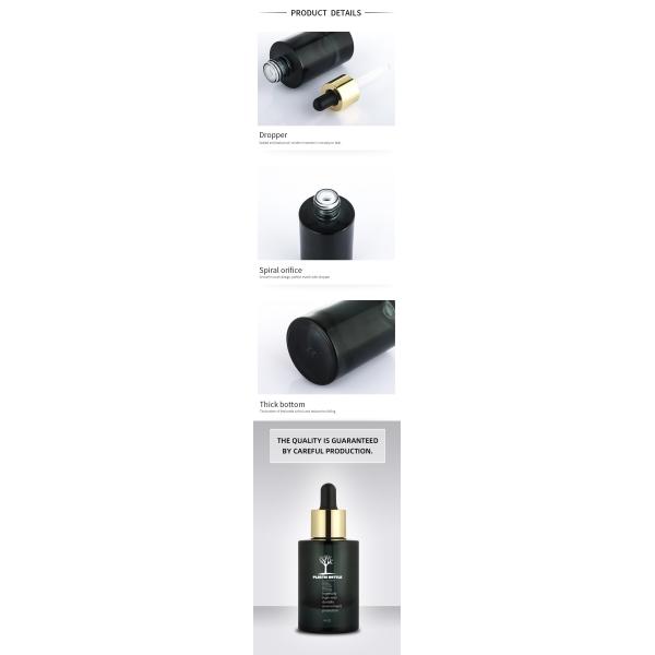 30ml Black Frosted Glass Round Modern Novel Design Cosmetic Packaging Serum Essential Oil Dropper Bottle 1 Oz