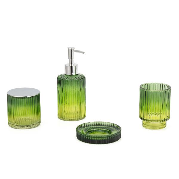 Colorful Shells Style Glass Soap Foam Dispenser Toothbrush Holder Bathroom Accessories Set