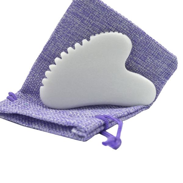Health Care Therapy Tool Body Guasha Massager with Heart Shape Natural White Jade