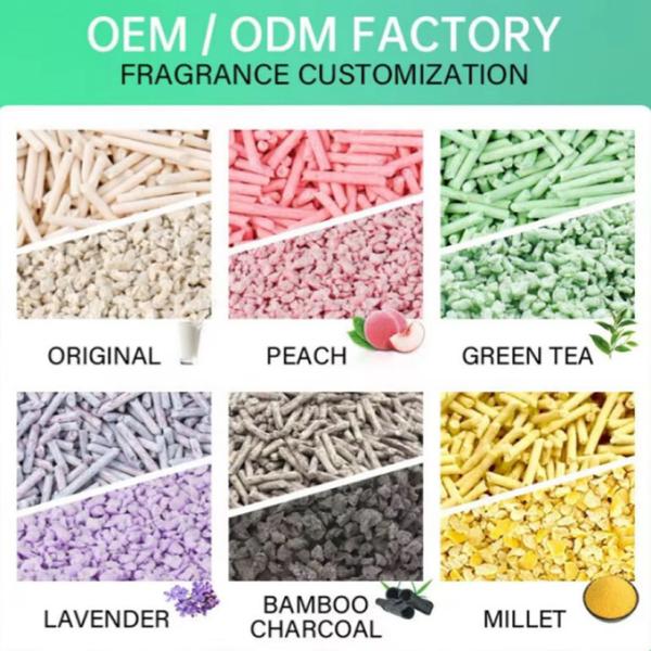Multiple Flavors Tofu Litter Easy Scooping OEM All Natural Clumping Cat Litter