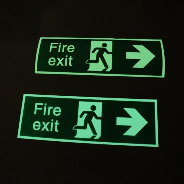 Custom Glowing Color Rectangle Photoluminescent Safety Exit Sign For Indoor And Outdoor