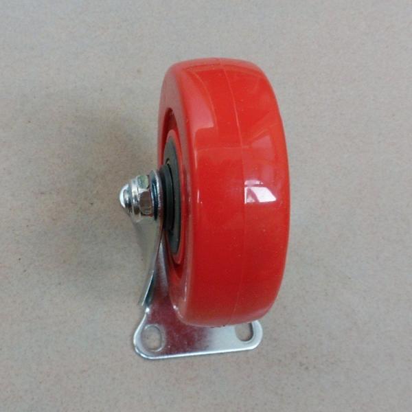 100mm Red 4 Inch Ball Bearing PU Polyurethane Rust-Proof Caster Wheel with Brake
