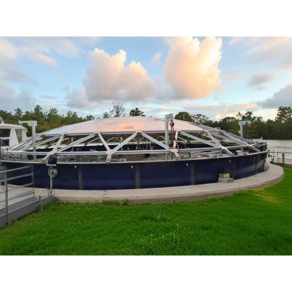 Toit de dôme géodésique en aluminium à structure sphérique légère pour réservoir de pétrole