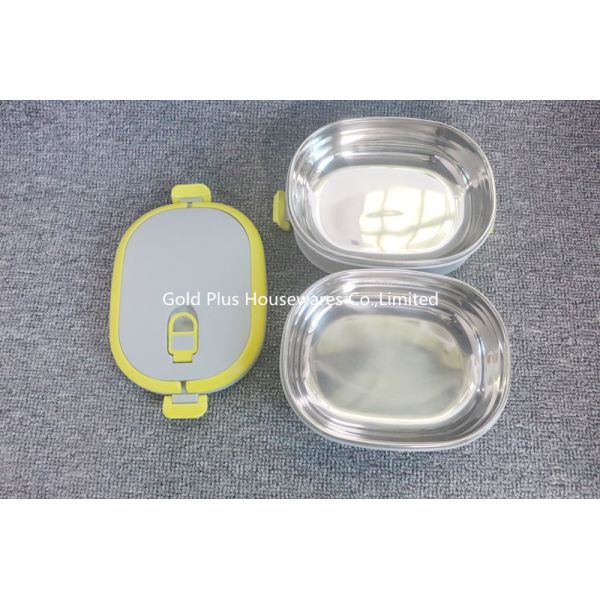 2 Layer PP Stainless Steel Bento Lunch Box BPA Free For Adult