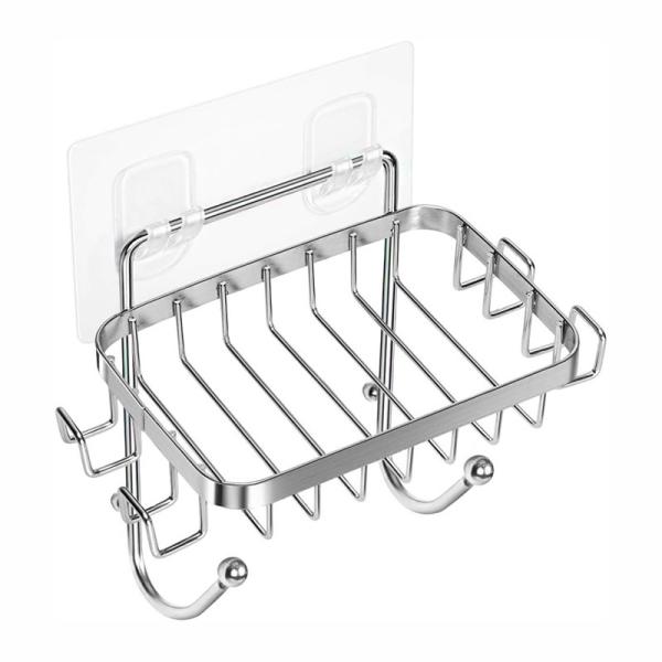 Wall Mounted Square Strong Adhesive Hanging Soap Dish Stainless Steel Soap Basket for Toilet