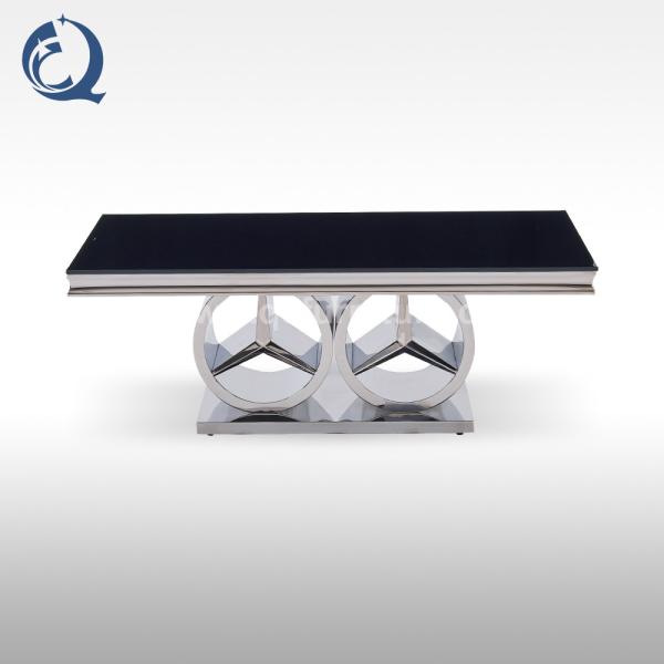 130x70x45cm Black Glass Top Coffee Table For Living Room Long Lasting Wear