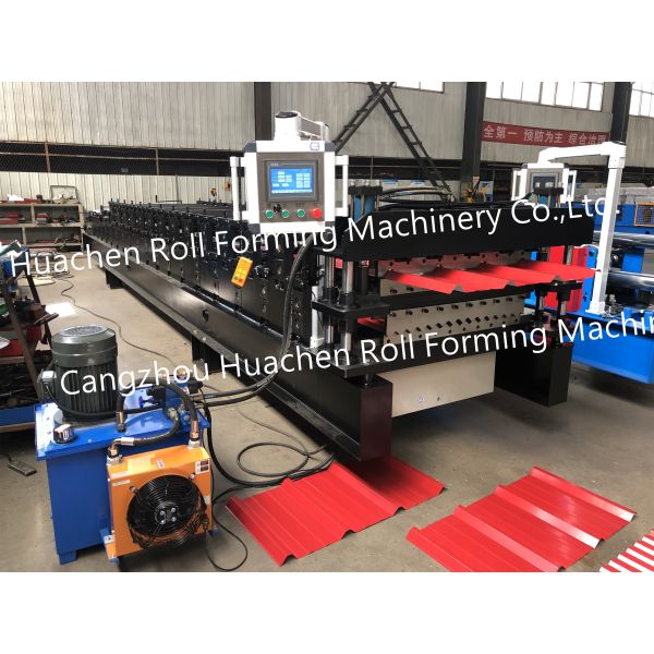 Steel corrugated roof formed by cold bending with trapezoidal profiled steel sheet machine