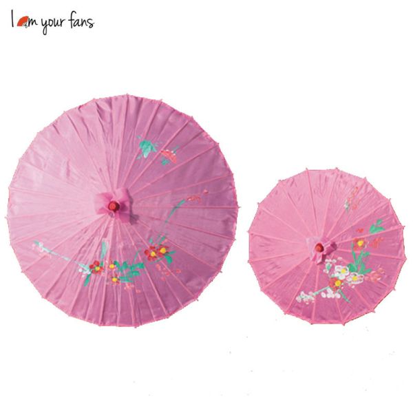 [I AM YOUR FANS ]Factory Price Japanese Style Umbrella Kids Size&adult Size   Flower Fabric Parasol Flower Fabric pink Umbrella