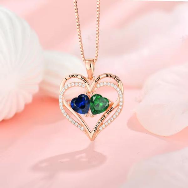 YASVITTI 925 Sterling Silver Eternal Love Heart Pendant Necklace Personalized Rose Gold Plated Crystals CZ Necklace