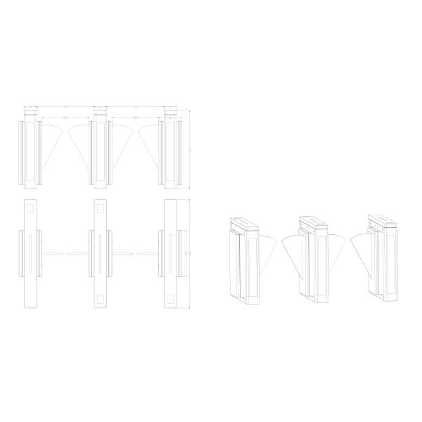Stainless Steel 304 Flap Barrier Turnstile 1200x300x1000mm