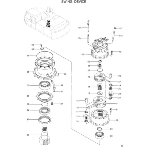 Belparts 4371768 EX350-5 Hitachi Swing Motor Without Gearbox Excavator Hydradulic Parts