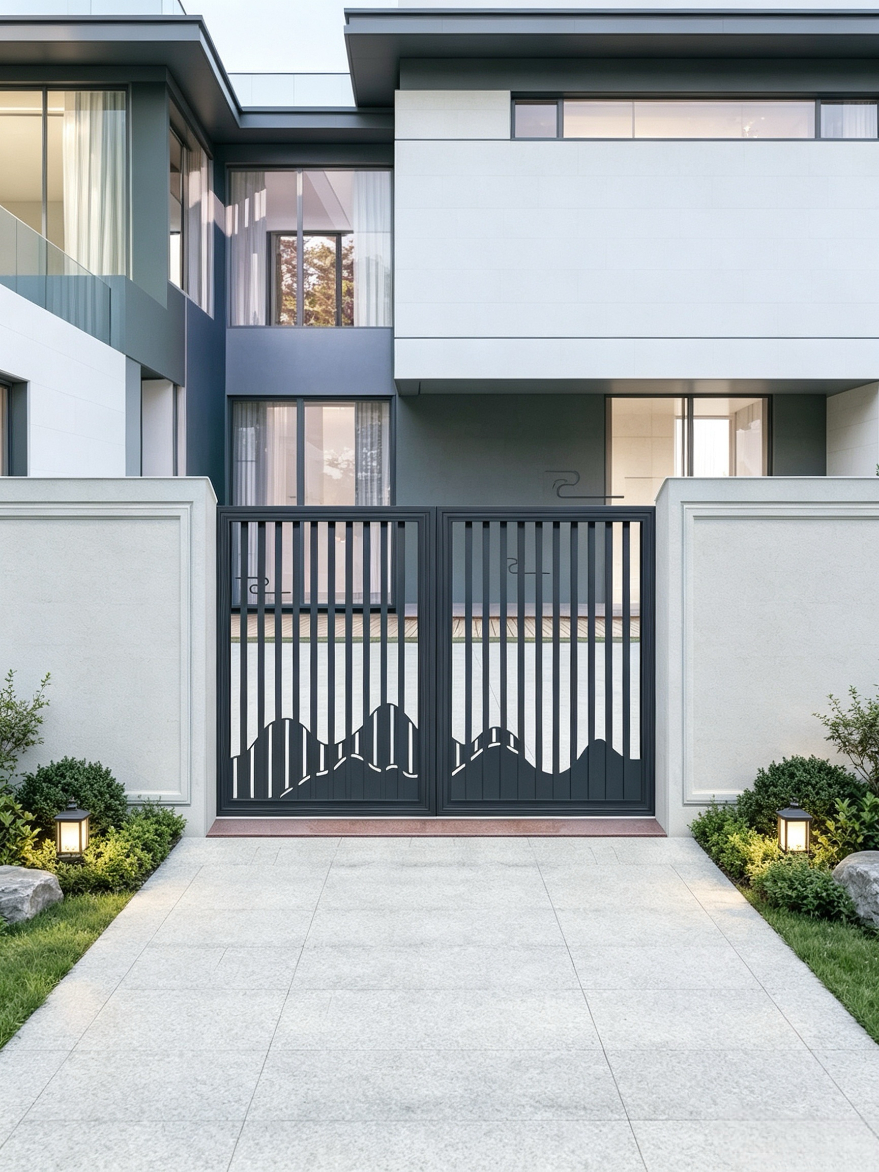 Modern T6-T5 Aviation-grade Aluminum Alloy Custom Size Electric Control Courtyard Gate for Villa Gardens
