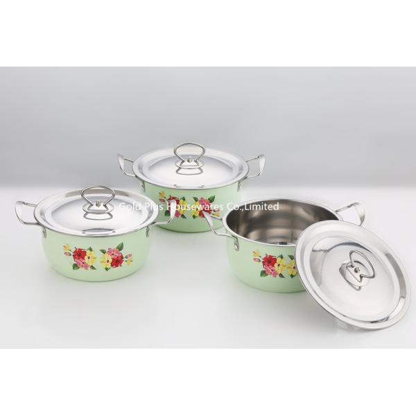 3PCS Cookware Set 8cm Stainless Steel Casserole Pot With Flower