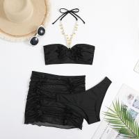 Novo estilo de biquíni sólido sem alças para verão praia preto sexy roupa de banho novo tipo confortável upf50+