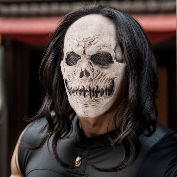 Customizable Latex Demon Mask for Halloween and Theatrical Use with One Size Fits Most Design
