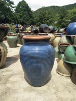 potenciômetros rústicos da planta de jardim de 51cmx78cm, grandes potenciômetros rústicos azuis do jardim