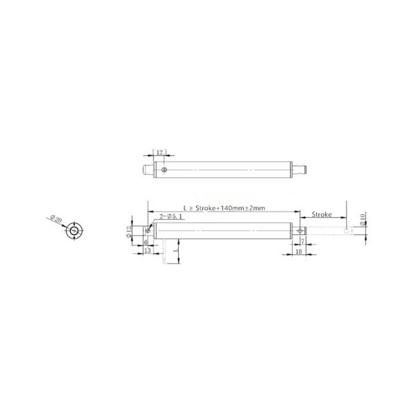 Actuateur tubulaire courant continu électrique 20 mm Tube 5KG//10KG/15KG Poussée 10mm-400mm Rod de déplacement