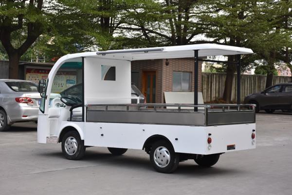 48V DC Motor 2 Seats Electric Carry Van Utility Cart With Stainless Steel Cargo Box Full Roof