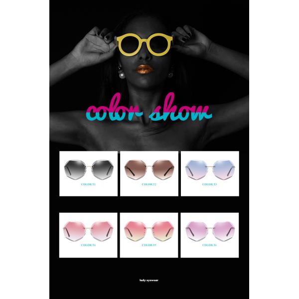 BSCI Oversized Shades Female Trendy UV400 Rimless Designer Sunglasses