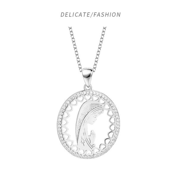Simple Style 925 Sterling Silver Virgin Mary Prayer Necklace for European and American