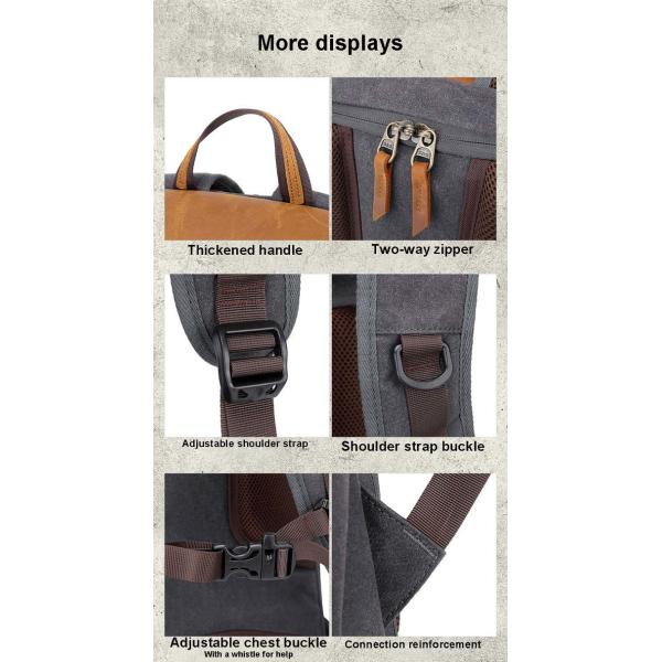 Bolso impermeable al aire libre encerado de la cámara del viaje de la mochila de la lona 30L