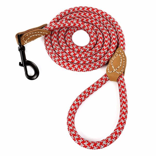 4/5/6 Foot Leather Dog Leash Tailor Reinforced Rope Multicolor Available