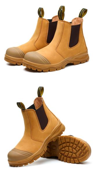 OEM Wheat Nucuck Leather Safety Boots Steel Toe Kevlar Safety Shoes PU Sole Work Shoes Security Work Boots