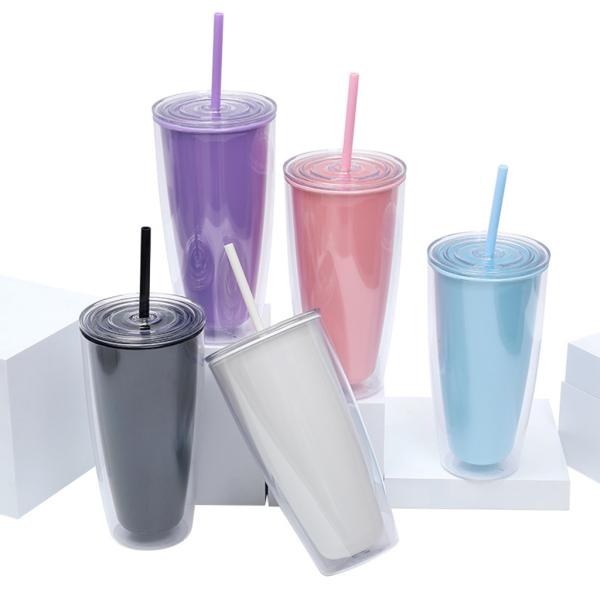 Custom Logo 750ml Simple Transparent Plastic Cup for Outdoor Activities