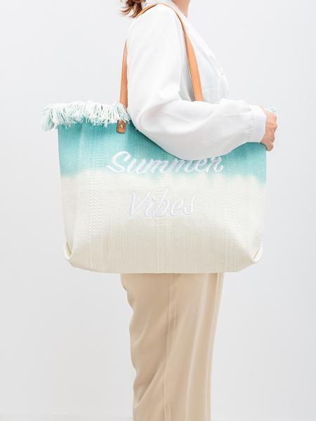 EMBROIDERED TOTE TASSEL DESIGN CANVAS BAG BRAIDED ALPHABET CANVAS UNDERARM NEW SHOULDER SUMMER HIGH CAPACITY WOMEN'S BAG