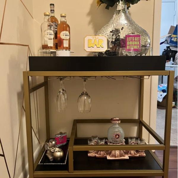 Brass Wine Drink Bar Cart Restaurant Serving Trolley Customized