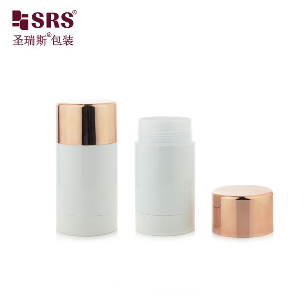 D042 50ML Custom Pink Color Round Shape Plastic Deodorant Stick Container Bottom Filling