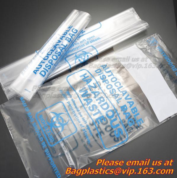 Safe Disposal, biohazard labeling, Autoclavable Bag, Polypropylene, Disposable, clear transparent Disposal sack