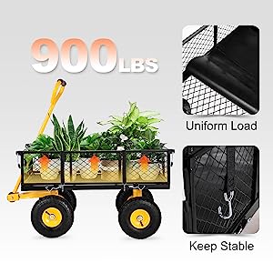 Outdoor Garden Heavy Duty Utility Portable Large Capacity Camping Collapsible Wagon Cart With All-Terrain Wheels