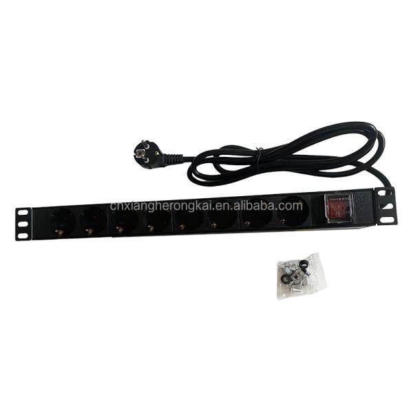 European Standard PDU 8 Sockets 1U Power Distribution Unit with On Off Switch