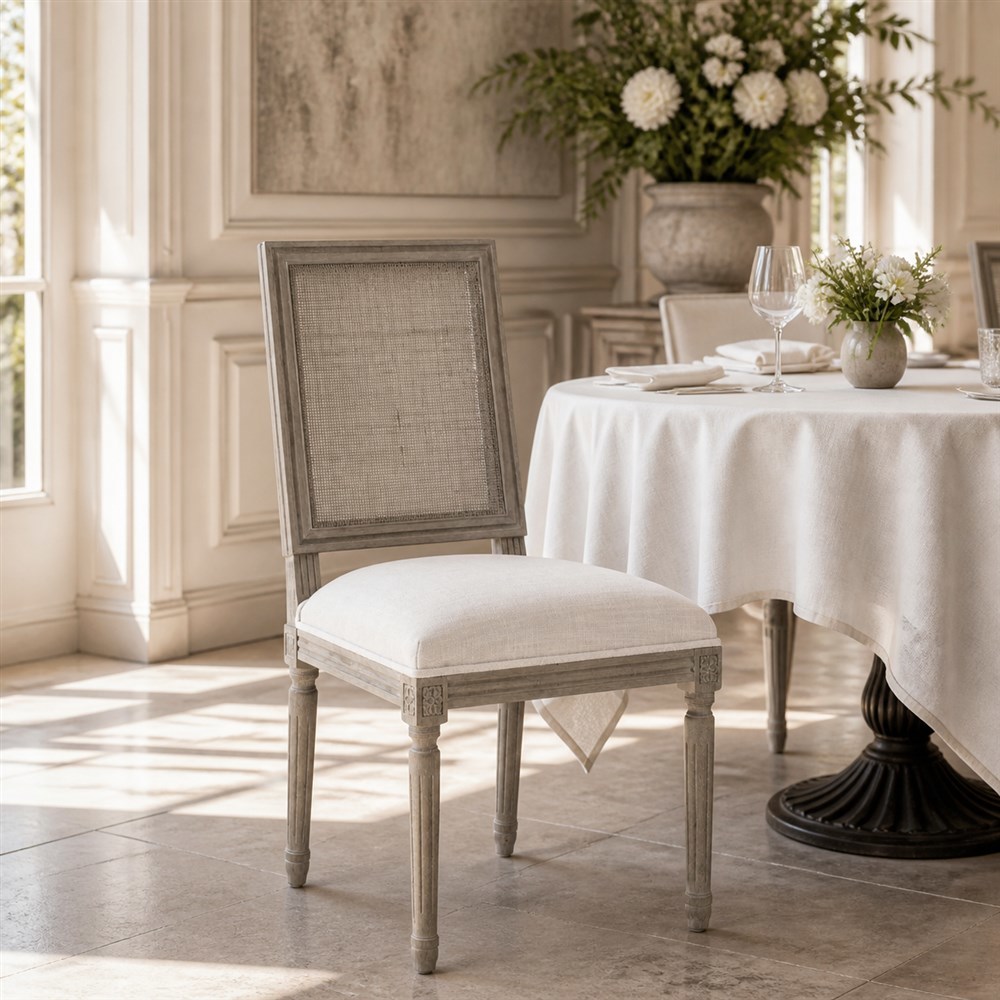 French Rectangular Cane Back Dining Chair  CYC-037-CB
