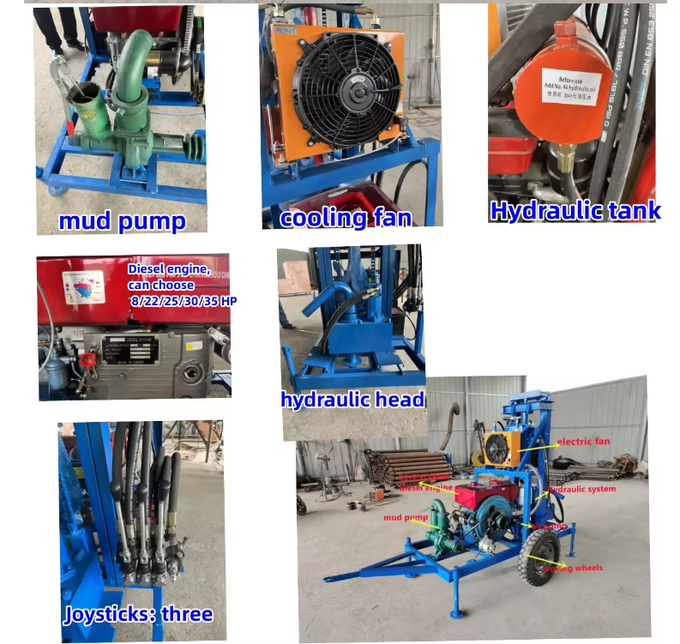 Portable Small Hydraulic Water Well Drilling Rig 100m For Shallow Water Drilling