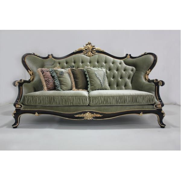 Green Executive Classic Wooden Antique Sofa Set One Seater Leather Couch